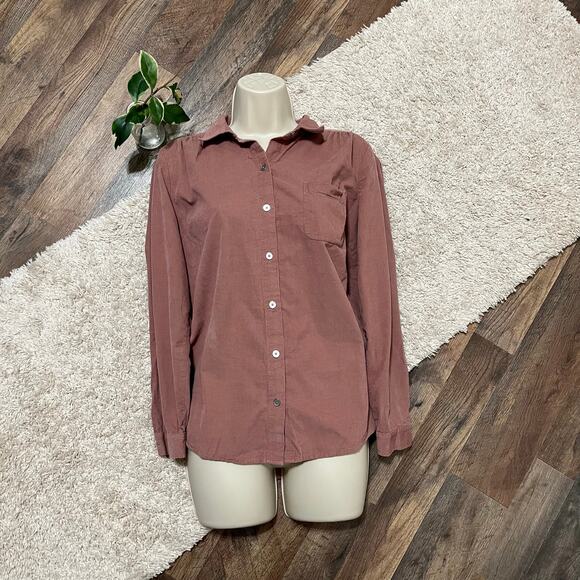 J.Jill Small Petite Pink Corduroy Button Down Long Sleeve Cotton Lyocell Top - Picture 1 of 6